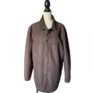 Concepts by Claiborne Men’s Brown Suede Sherpa Lined Button Down Jacket (Large)